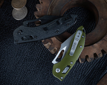 Microtech M-Stitch Ram-Lok Apocalyptic 3.05" Standard Blade w/ Aluminum OD Green Handles