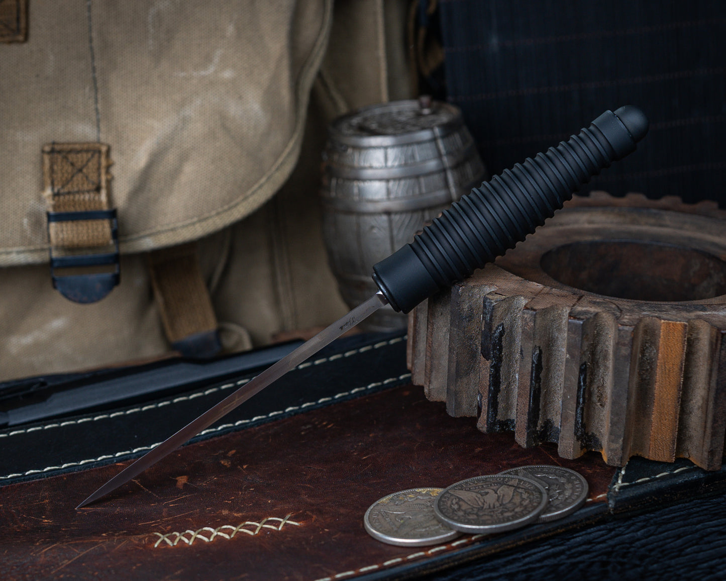 Bastinelli Ventilation Fairbairn Rapier Hand Ground Tri-Edge Spike w/ 3D Printed Sheath