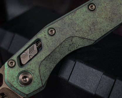 Microtech Marfione Select MSI Ram-LOK Manual Folder Bronzed Stonewash Finish 3.88" Antiqued Green