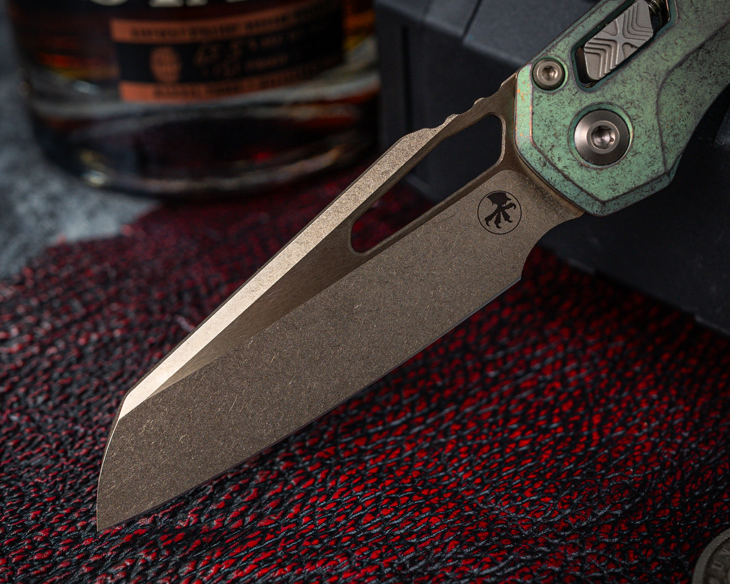 Microtech Marfione Select MSI Ram-LOK Manual Folder Bronzed Stonewash Finish 3.88" Antiqued Green