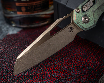 Microtech Marfione Select MSI Ram-LOK Manual Folder Bronzed Stonewash Finish 3.88" Antiqued Green