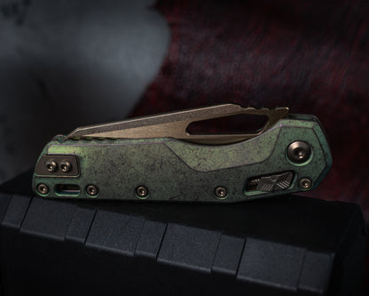 Microtech Marfione Select MSI Ram-LOK Manual Folder Bronzed Stonewash Finish 3.88" Antiqued Green