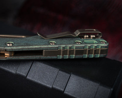 Microtech Marfione Select MSI Ram-LOK Manual Folder Bronzed Stonewash Finish 3.88" Antiqued Green