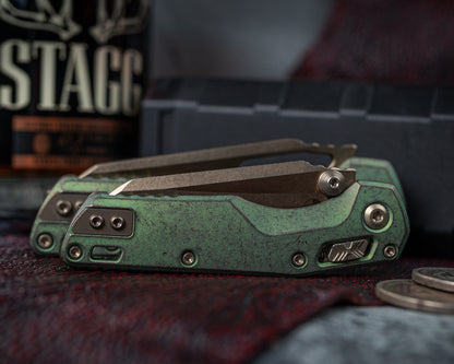 Microtech Marfione Select MSI Ram-LOK Manual Folder Bronzed Stonewash Finish 3.88" Antiqued Green