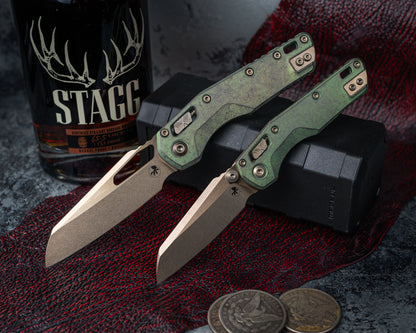 Microtech Marfione Select MSI Ram-LOK Manual Folder Bronzed Stonewash Finish 3.88" Antiqued Green