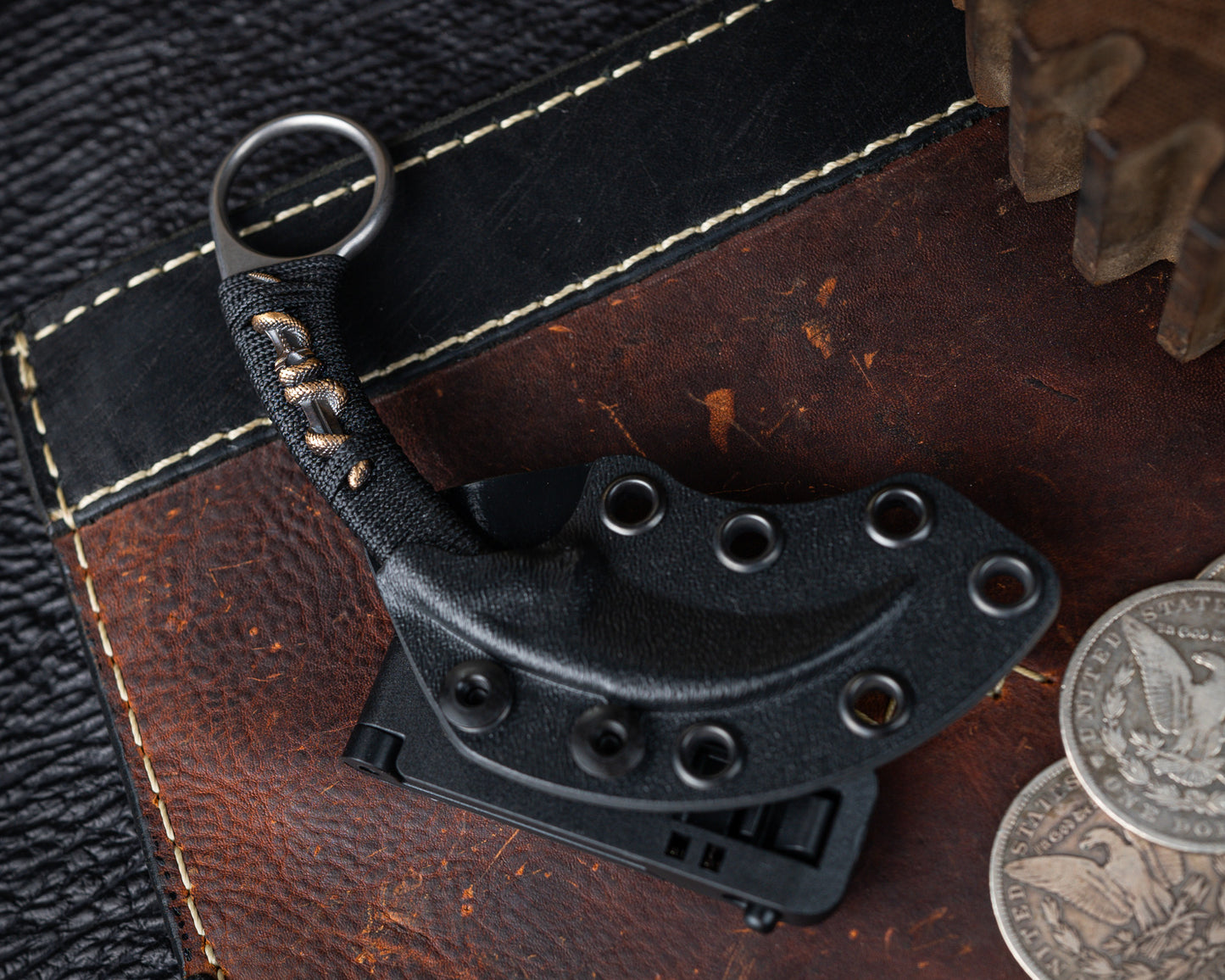 Bastinelli x Marcaida Pika Chisel Ground Stonewash Custom Wrapped w/ Bronze Menuki Dagger Snake