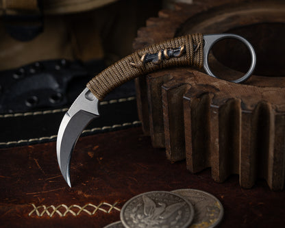Bastinelli x Marcaida Pika Chisel Ground Stonewash Custom Wrapped w/ Bronze Menuki Dagger Snake