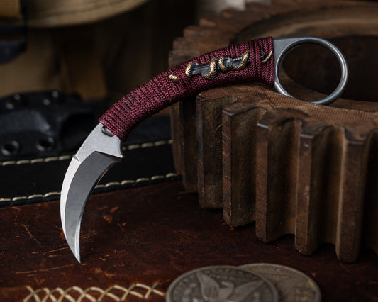 Bastinelli x Marcaida Pika Chisel Ground Stonewash Custom Wrapped w/ Bronze Menuki Dagger Snake