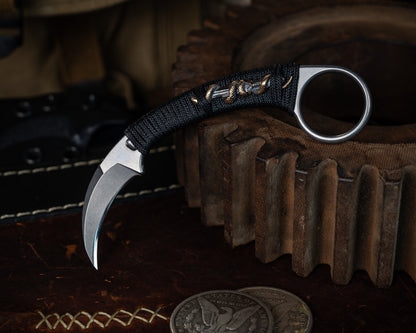 Bastinelli x Marcaida Pika Chisel Ground Stonewash Custom Wrapped w/ Bronze Menuki Dagger Snake