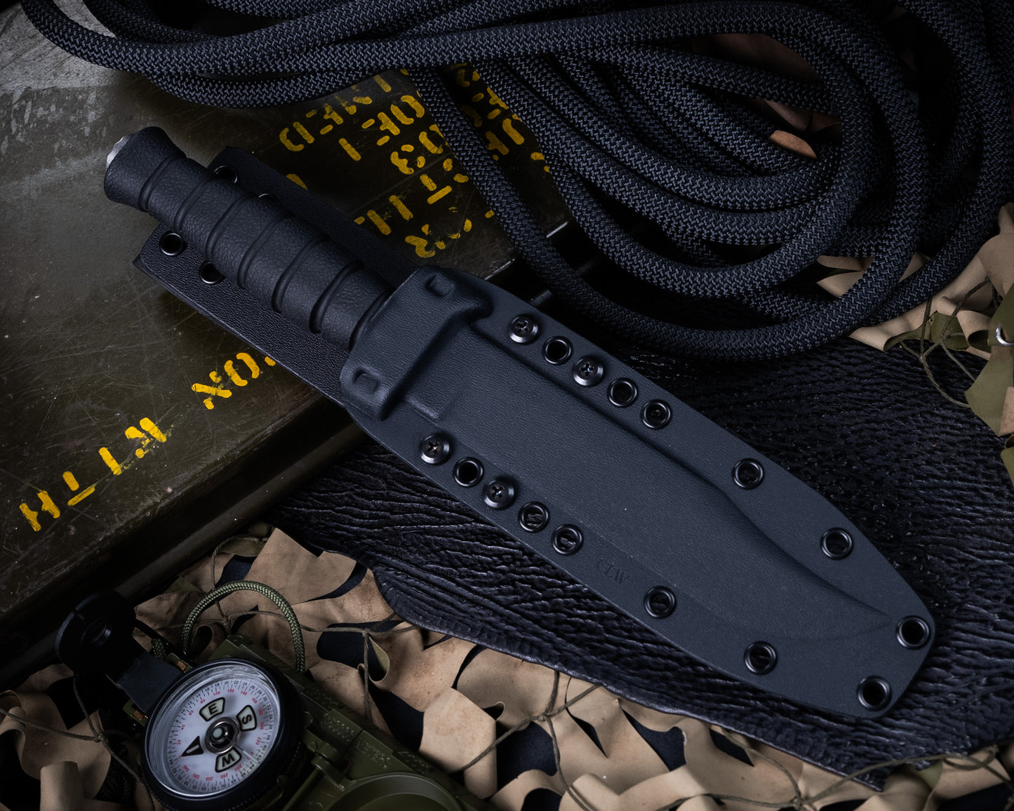 Defiant7 M320E Fixed Blade w/ Stonewashed Blade