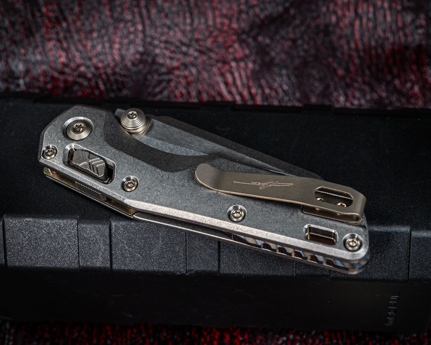 Microtech Marfione Select MSI Mini Ram-Lok Slab Finish Partial Serrated