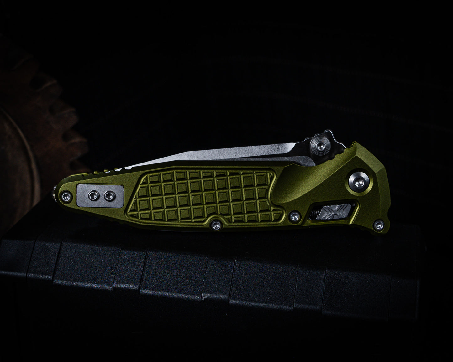 Microtech Socom Ram-Lok S/E Apocalyptic Frag Aluminium OD Green
