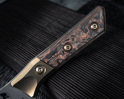 Microtech 6" Santoku Knife DLC Standard Titanium Bolster Live Wire Carbon Fiber Signature Series