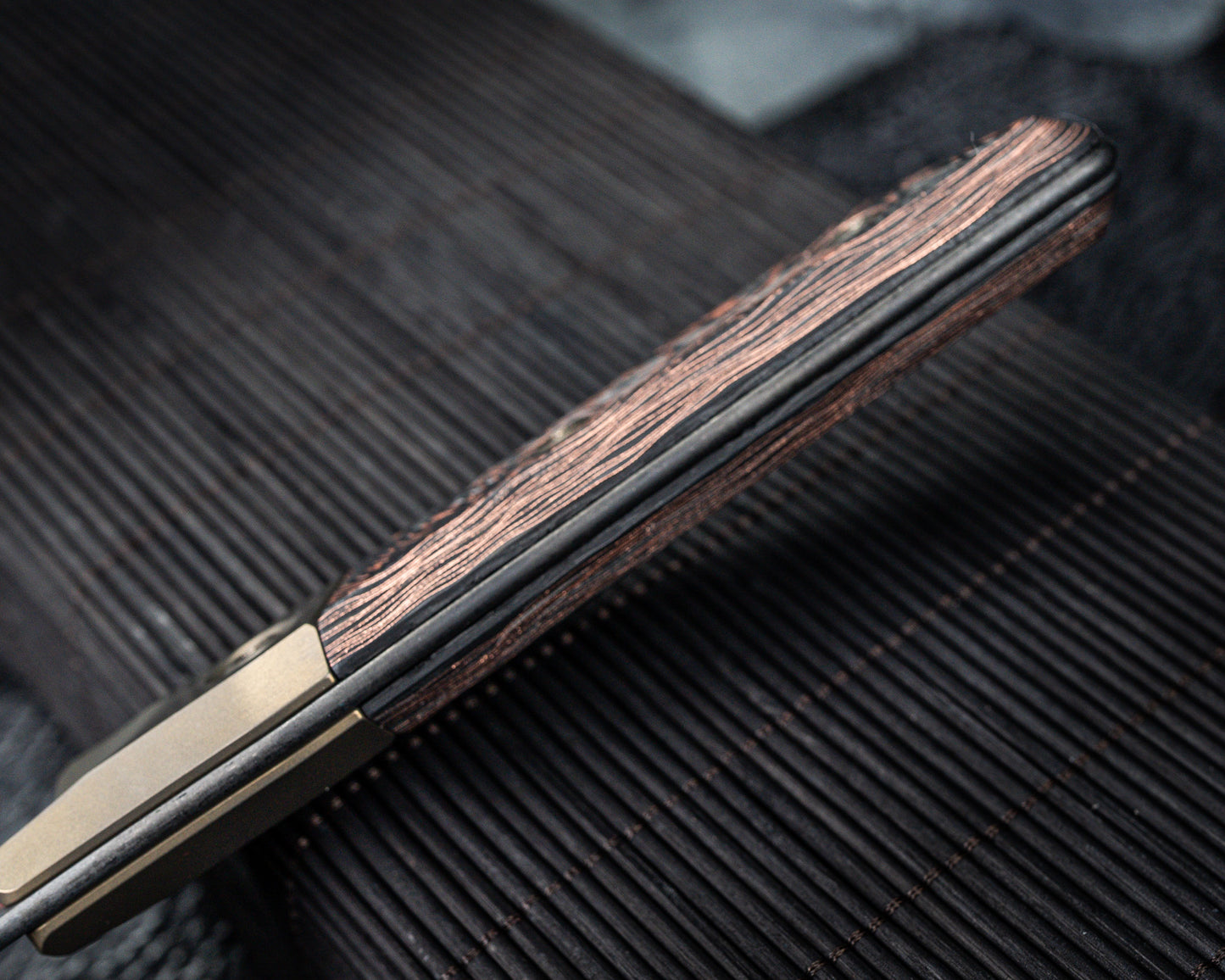 Microtech 6" Santoku Knife DLC Standard Titanium Bolster Live Wire Carbon Fiber Signature Series
