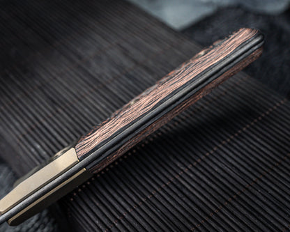 Microtech 6" Santoku Knife DLC Standard Titanium Bolster Live Wire Carbon Fiber Signature Series