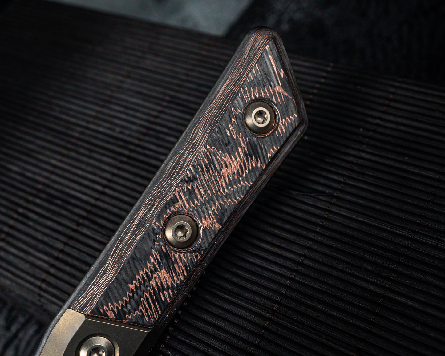 Microtech 6" Santoku Knife DLC Standard Titanium Bolster Live Wire Carbon Fiber Signature Series