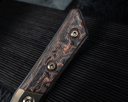 Microtech 6" Santoku Knife DLC Standard Titanium Bolster Live Wire Carbon Fiber Signature Series