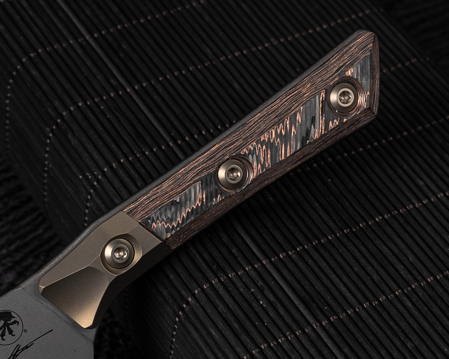 Microtech 4.2" Santoku Knife DLC Standard Titanium Bolster Live Wire Carbon Fiber Signature Series