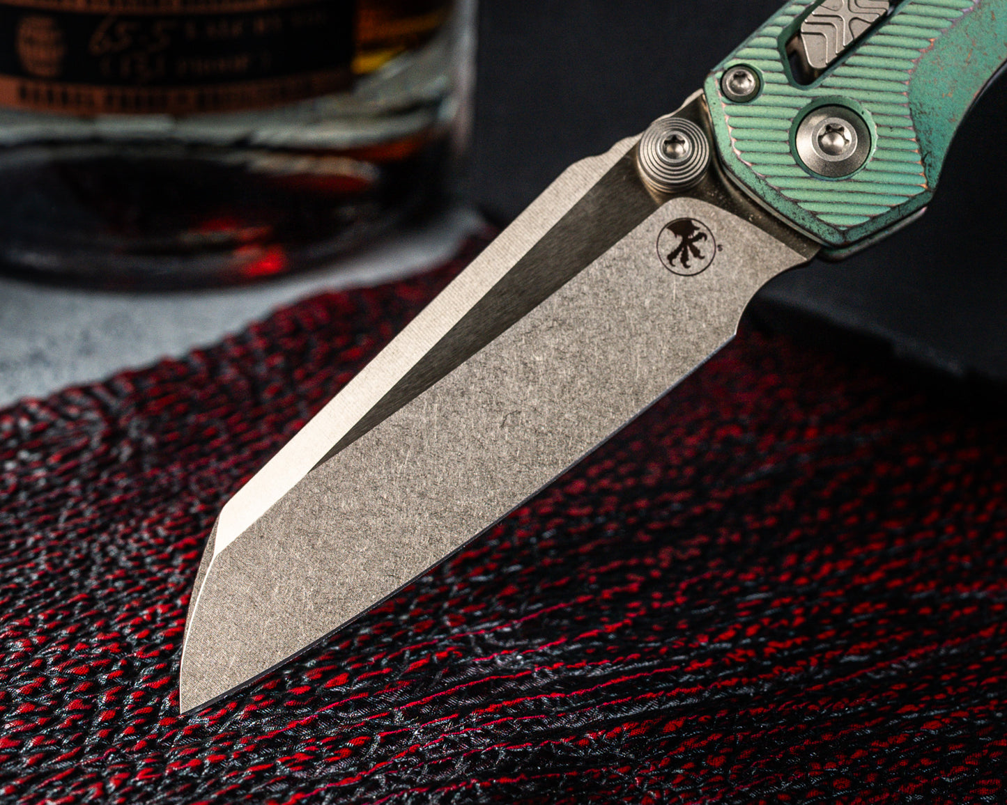 Microtech Marfione Select MSI Mini Ram-Lok Fluted Antique Green Standard w/ Bronzed Titanium