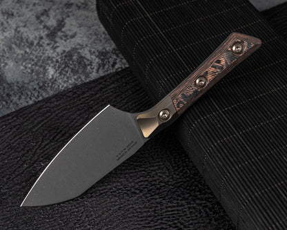 Microtech 4.2" Santoku Knife DLC Standard Titanium Bolster Live Wire Carbon Fiber Signature Series
