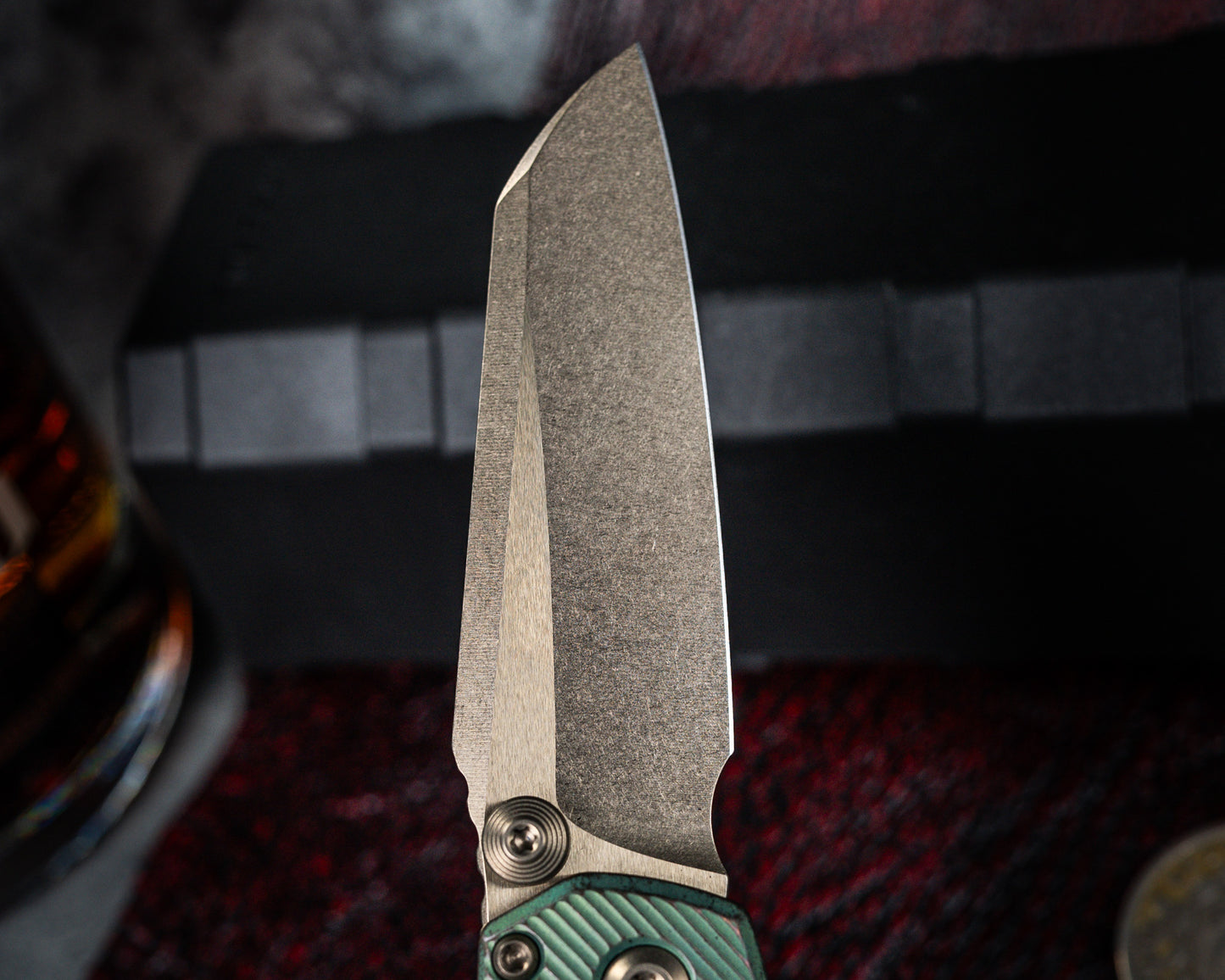 Microtech Marfione Select MSI Mini Ram-Lok Fluted Antique Green Standard w/ Bronzed Titanium