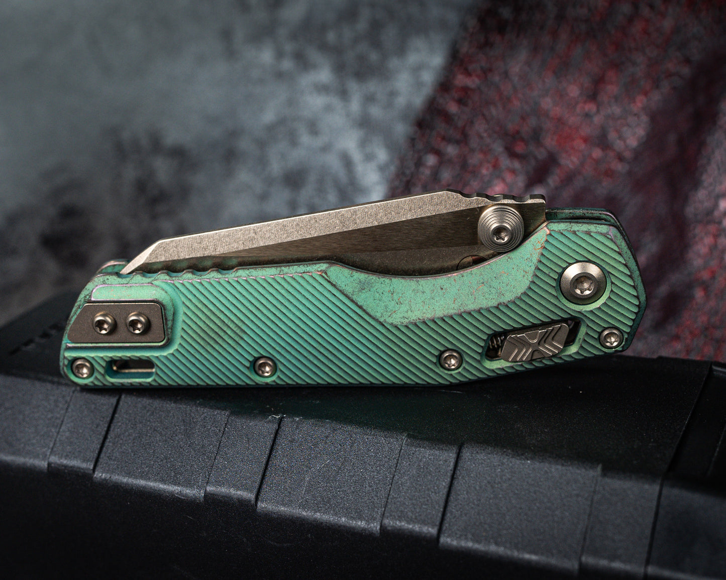 Microtech Marfione Select MSI Mini Ram-Lok Fluted Antique Green Standard w/ Bronzed Titanium