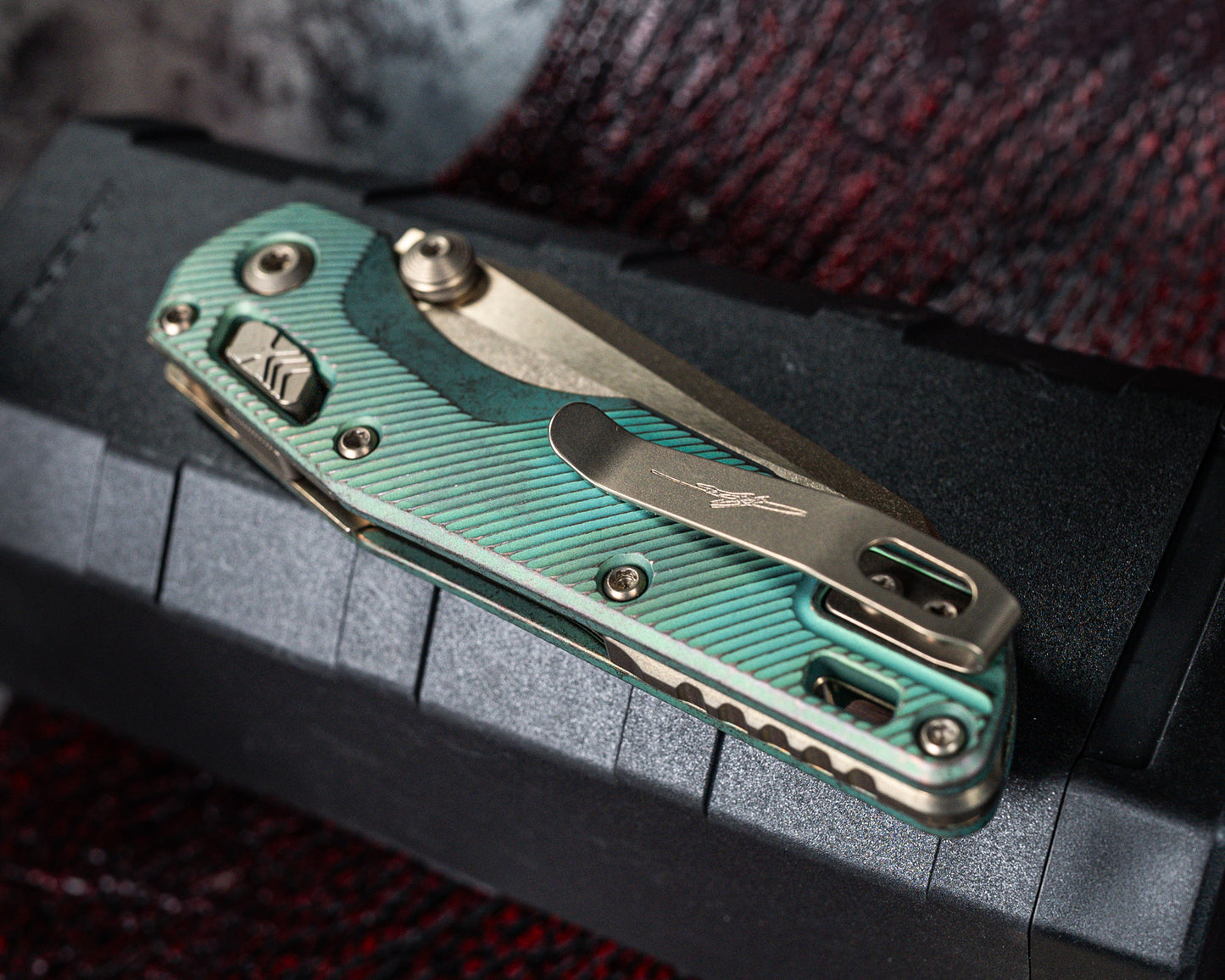 Microtech Marfione Select MSI Mini Ram-Lok Fluted Antique Green Standard w/ Bronzed Titanium