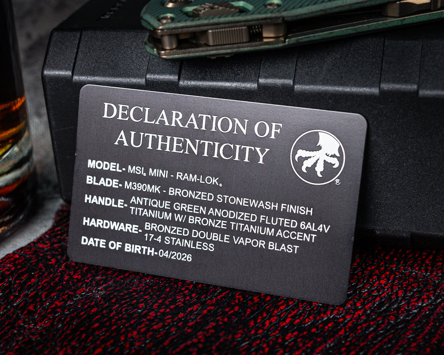 Microtech Marfione Select MSI Mini Ram-Lok Fluted Antique Green Standard w/ Bronzed Titanium