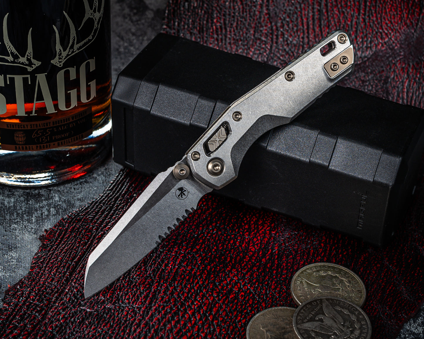 Microtech Marfione Select MSI Mini Ram-Lok Slab Finish Partial Serrated