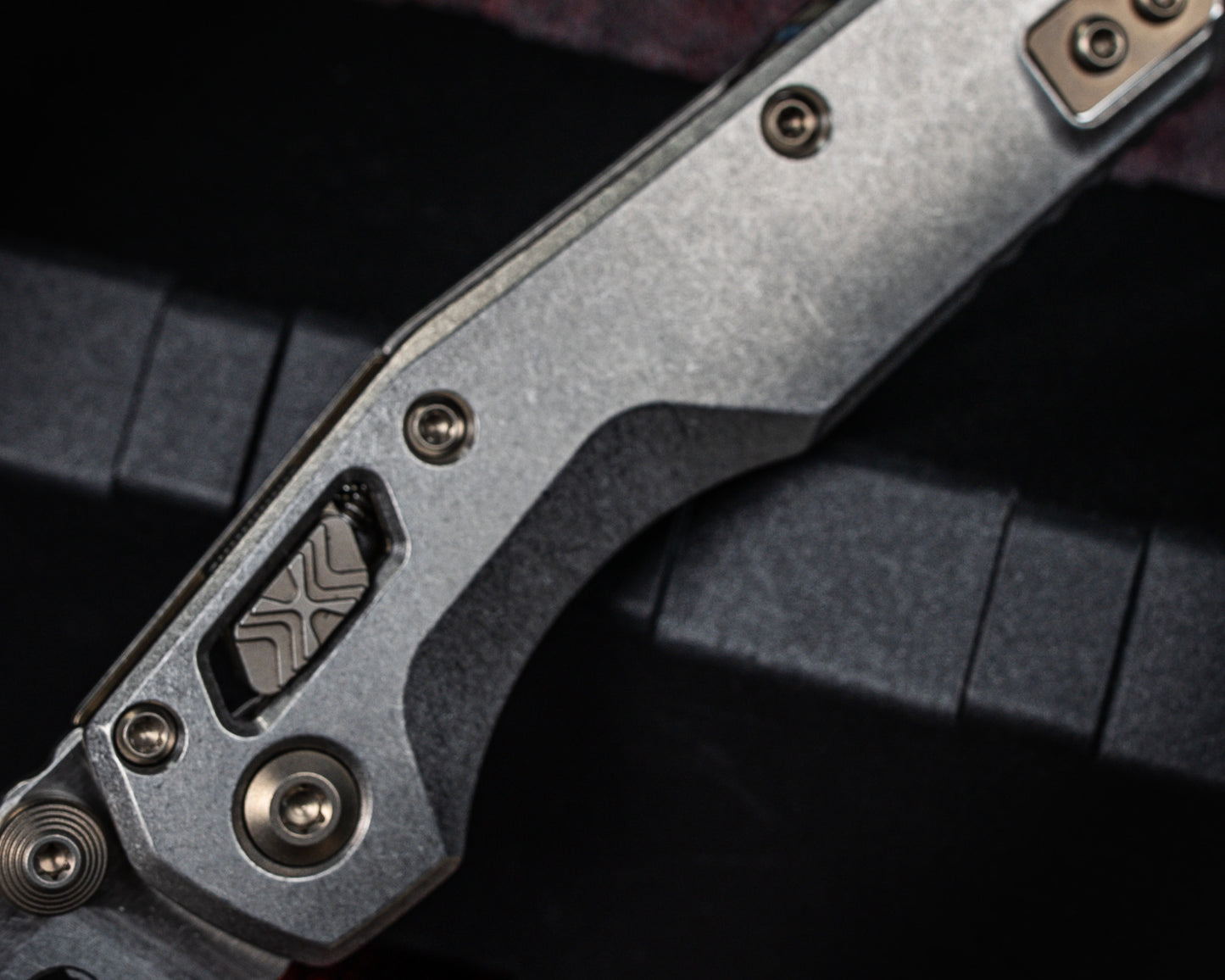Microtech Marfione Select MSI Mini Ram-Lok Slab Finish Partial Serrated