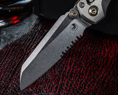 Microtech Marfione Select MSI Mini Ram-Lok Slab Finish Partial Serrated