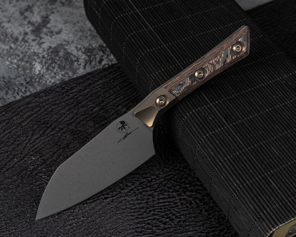 Microtech 4.2" Santoku Knife DLC Standard Titanium Bolster Live Wire Carbon Fiber Signature Series