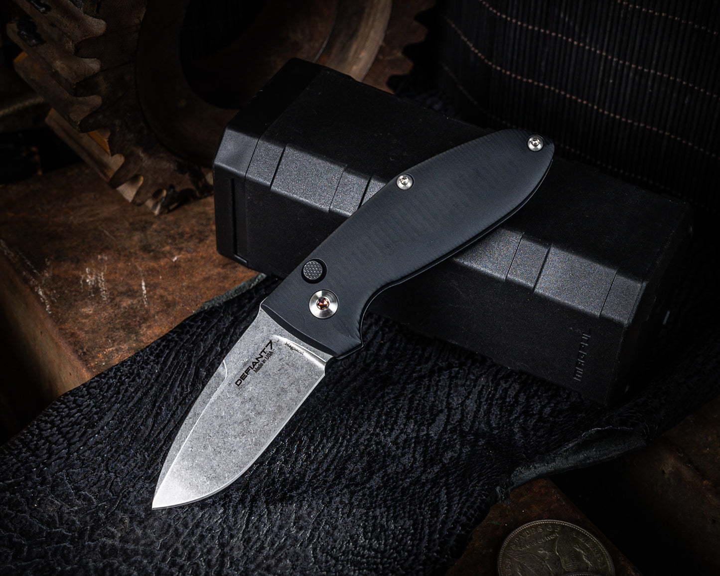 Defiant 7 Alpha 2.8" Stonewash Button Lock
