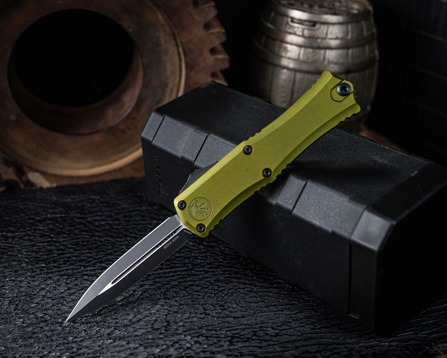 Microtech Hera II Mini Double Edge Black Standard OD Green