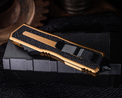 Microtech Scarab II D/E Gen III Double Edge Drop Point Black Standard Tan