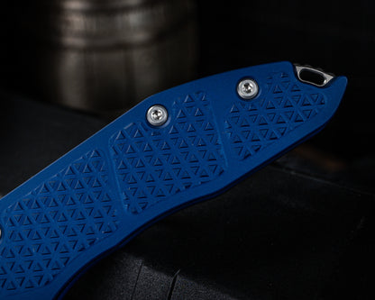 Microtech Stitch Auto Navy Single Edge Stonewash 3.75" Blade