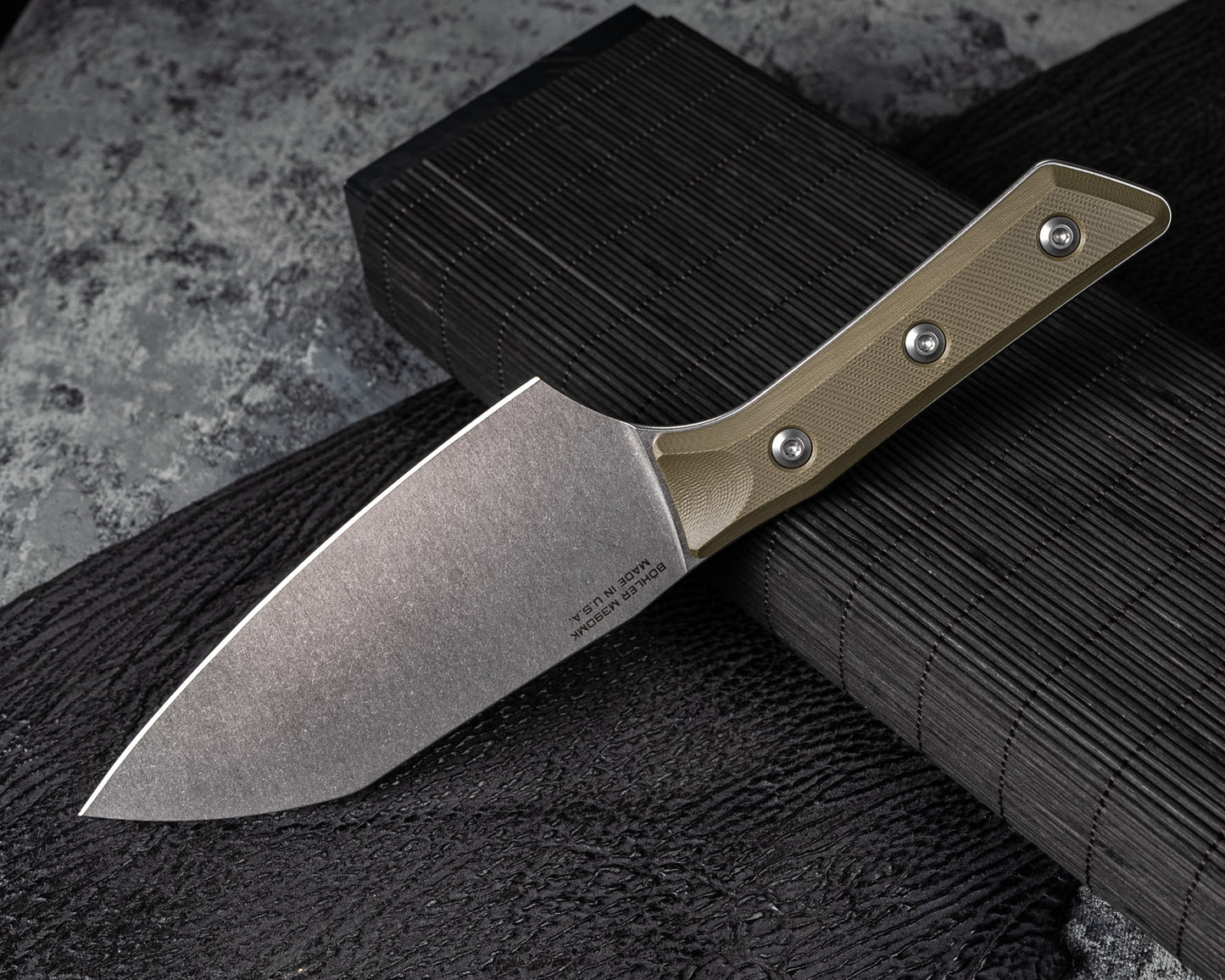 Microtech Knives 6" Santoku Knife Stonewash M390 OD Green G-10
