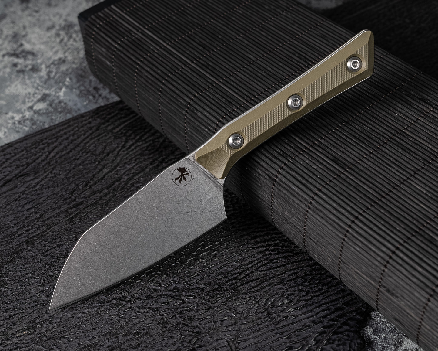 Microtech Knives 4.2" Santoku Knife Stonewash M390 OD Green G-10