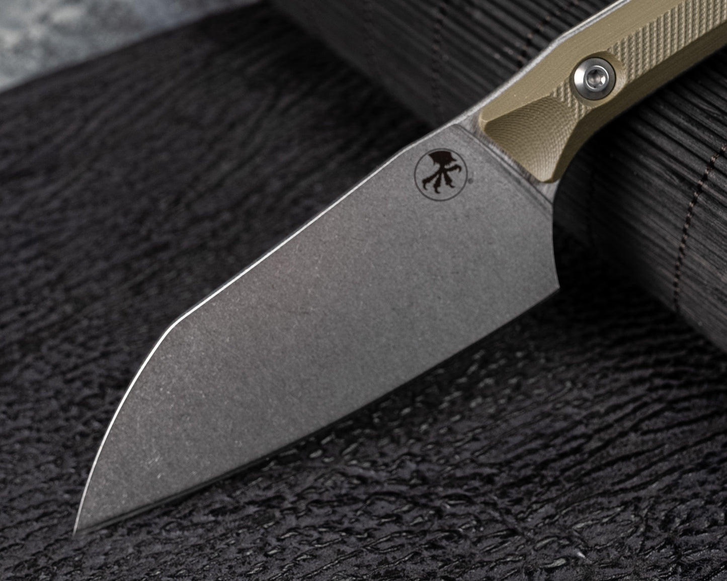 Microtech Knives 4.2" Santoku Knife Stonewash M390 OD Green G-10