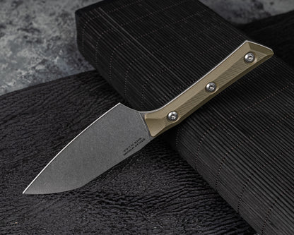 Microtech Knives 4.2" Santoku Knife Stonewash M390 OD Green G-10