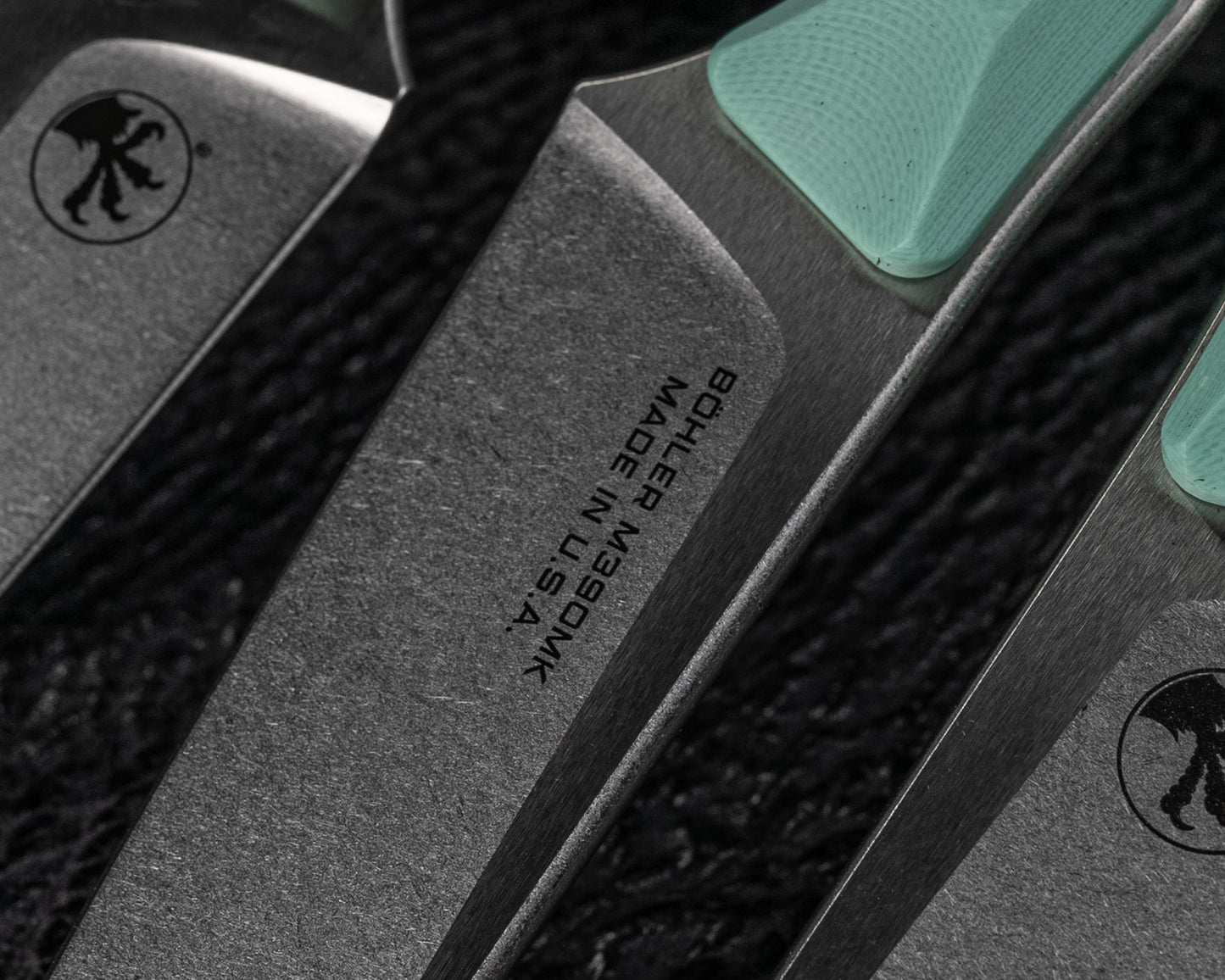 Microtech Knives Steak Knife Set Stonewash 4.5" Caribbean Blue G-10 M390