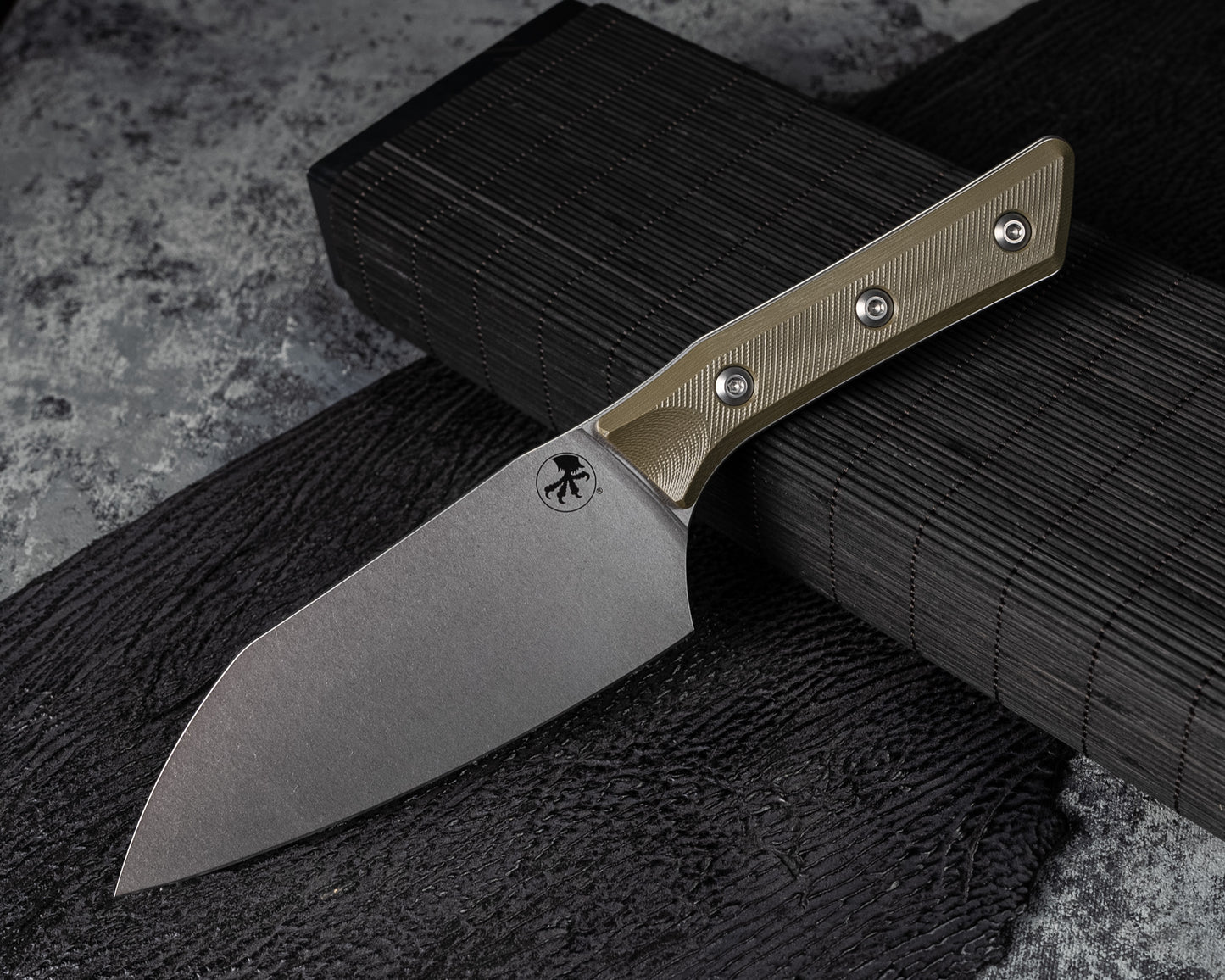 Microtech Knives 6" Santoku Knife Stonewash M390 OD Green G-10