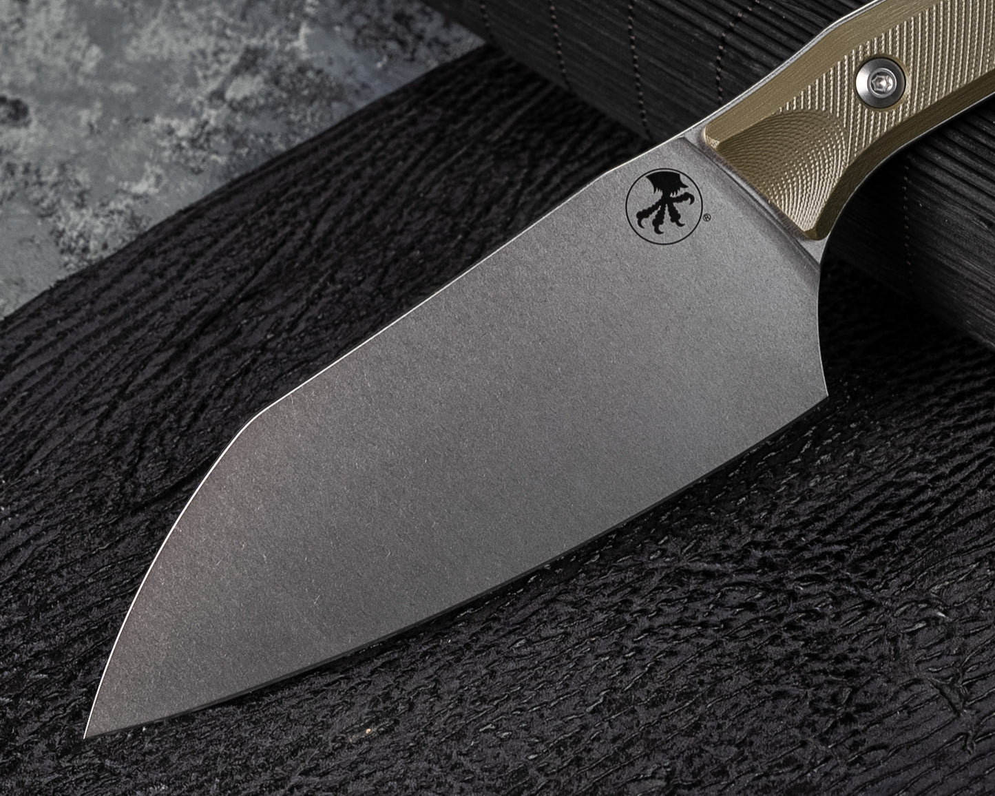 Microtech Knives 6" Santoku Knife Stonewash M390 OD Green G-10