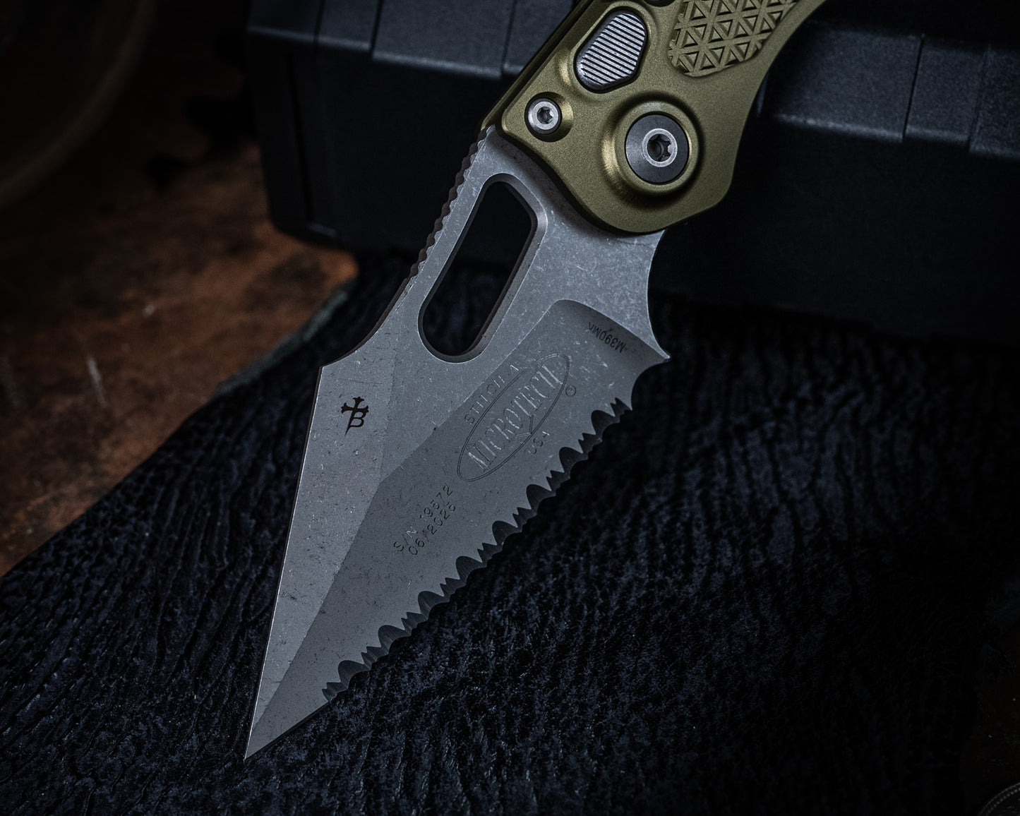 Stitch Auto Apocolyptic Full Serrate OD Green 3.75" Blade