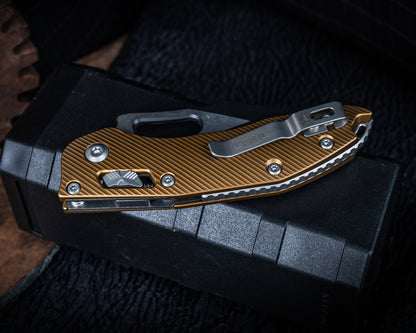 Stitch Ram-Lok Black Full Serrated Fluted Tan 3.75" Blade