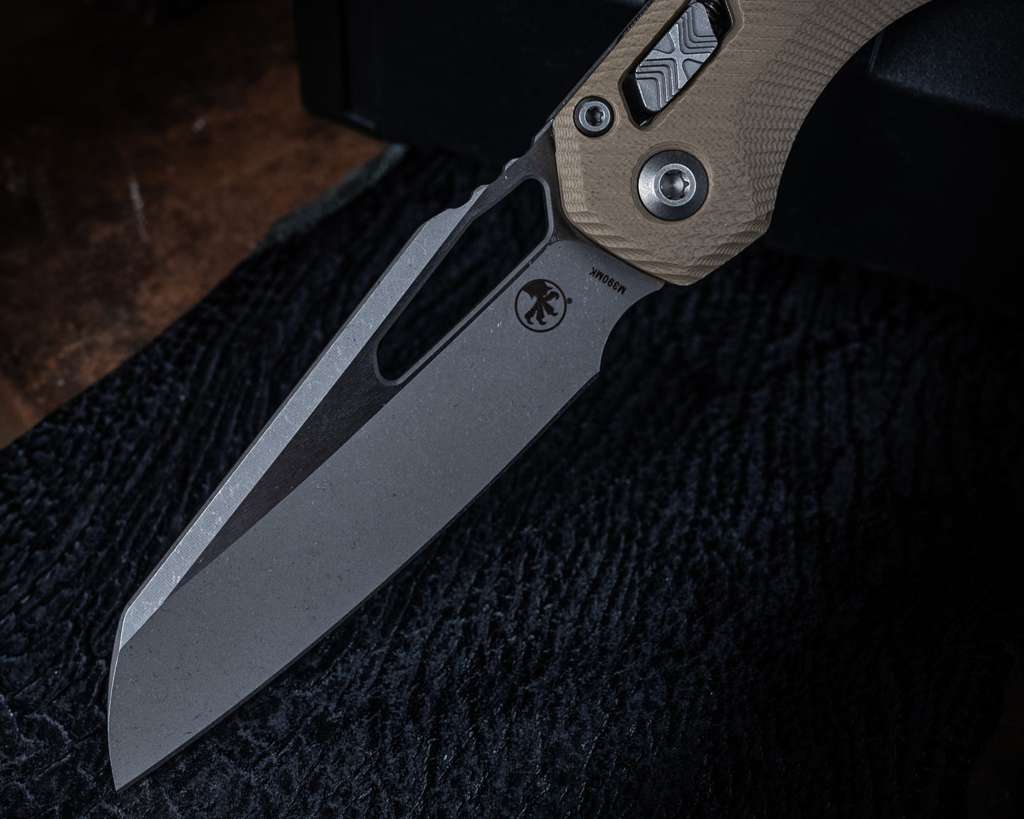 Microtech MSI Ram-LOK Manual Folder Fluted Tan G10 3.75" Apocalyptic Stonewash
