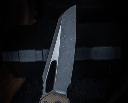 Microtech MSI Ram-LOK Manual Folder Fluted Tan G10 3.75" Apocalyptic Stonewash
