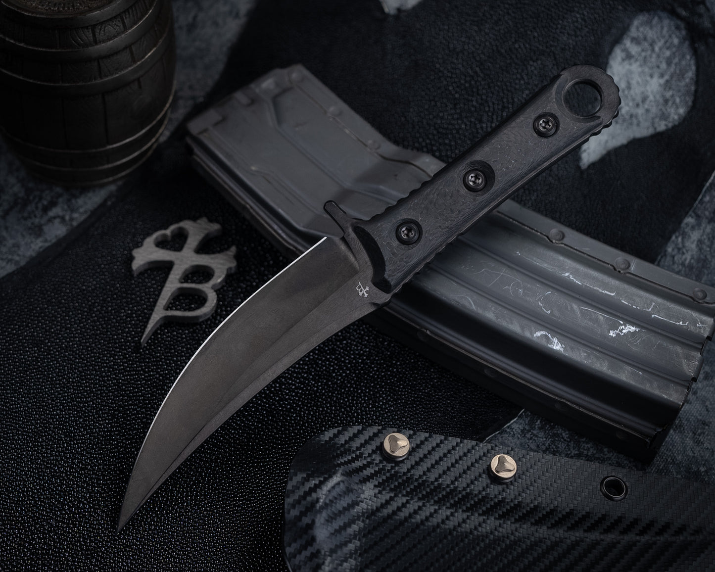 Microtech SBK Signature Series DLC 5" Blade w/ Carbon Fiber Handles